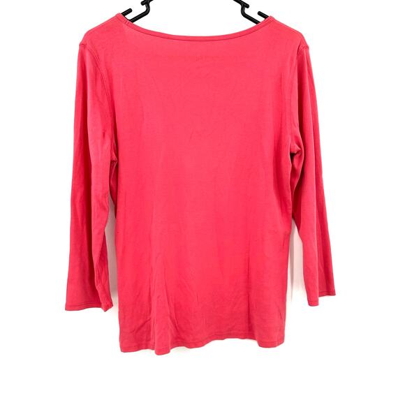 J Jill Size Medium Shirt Pink Pima Cotton Scoop‎ Neck Tee Casual Basic Everyday - Picture 2 of 4